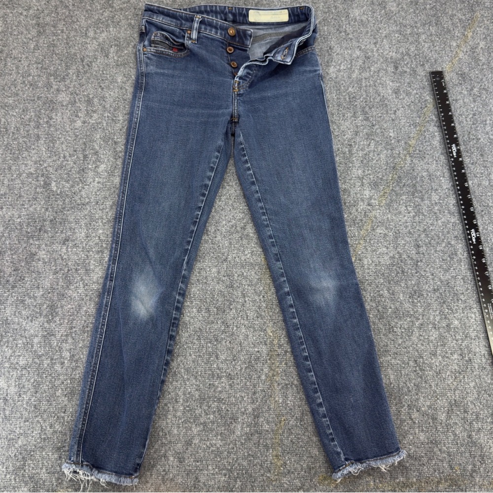 Diesel Babhila Slim Jeans Raw Hem Blue Size 27